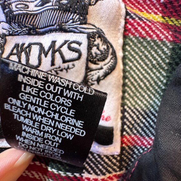 AKDMKS Akademiks Flannel Shirt Mens XL Red Green Plaid Long Sleeve - Picture 10 of 10